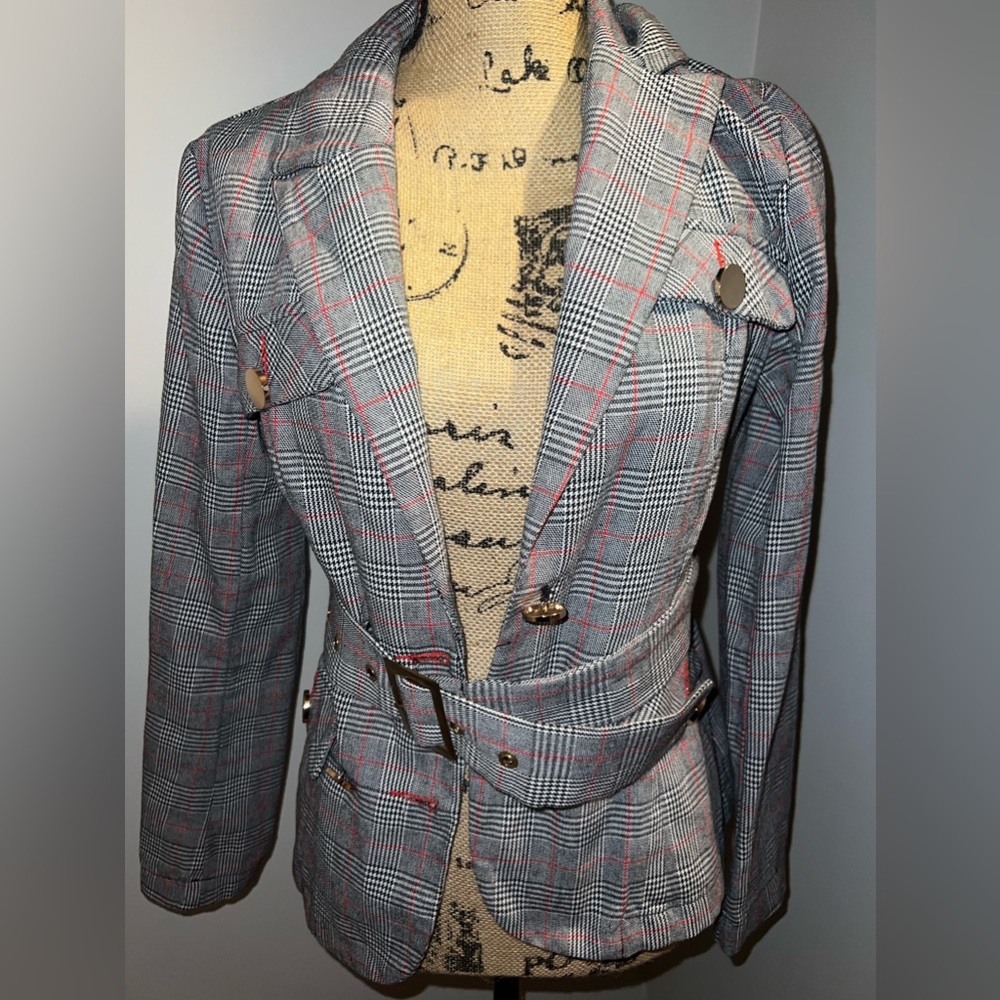SHEIN Blazer with Belt Size S Color Red & Black